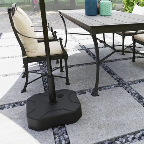 Outsunny Square Garden Parasol Base, Garden Umbrella Stand Heavy Duty Parasol Base, Filled Up to 25kg with Stand or 20kg with Water for for 38, 48 mm Poles, Black