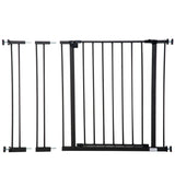 PawHut Dog Gate Pet Safety Gate Stair Barrier Pressure Fit Adjustable 76-82/86-97/101-107 cm, Black