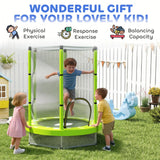 AIYAPLAY 4.6ft Toddler Trampoline w/ Safety Enclosure Net, for Indoor Outdoor Use, Ages 3-6 Years, Green