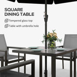 Outsunny Five-Piece Metal Dining Set, with Glass-Top Table - Grey