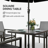 Outsunny Five-Piece Metal Dining Set, with Glass-Top Table - Grey