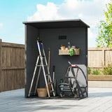 Outsunny 5' x 3' Garden Shed with Floor, Outdoor Storage Shed with Lockable Door, Window and Vent, Dark Grey