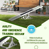 PawHut Wooden Pet Seesaw for Big Dogs, Dog Agility Equipment with Anti-Slip Surface - White