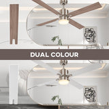 HOMCOM Ceiling Fan with LED Light, Flush Mount Ceiling Fan Lights with Reversible Blades, Pull-chain, Silver and Natural Tone