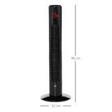 HOMCOM 38'' Freestanding Tower Fan, 3 Speed 3 Mode, 12h Timer, 70 Degree Oscillation, LED Panel, 5M Remote Controller, Black