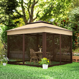 Outsunny 3 x 3(m) Pop Up Gazebo, Height Adjustable Instant Event Shelter with Netting and Carrying Bag, Beige