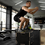 SPORTNOW Multi-Faceted Jump Box, Wooden Step Up Box, for Home, Gym, Exercise, 51/61/76cm- Black