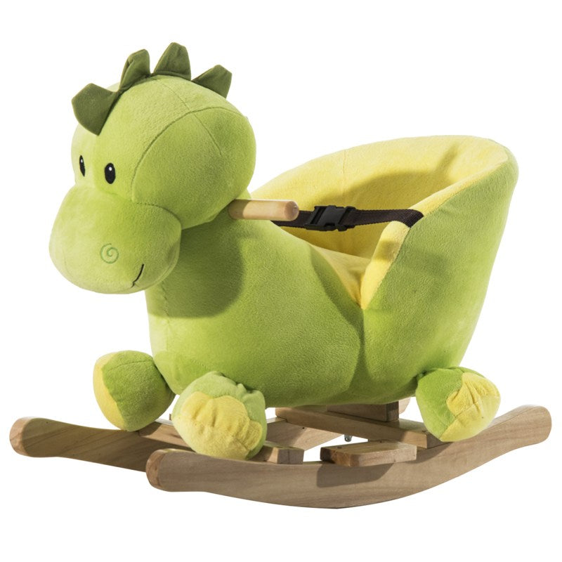 HOMCOM Kids Rocking Horse, Plush Ride-On Dinosaur Seat, with Seat Safety Belt, 32 Songs, Ride-On Horse