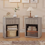 HOMCOM Modern Bedside Table Set of 2, Bedside Cabinet with Drawer and Open Shelf, Side End Table, Nightstand for Bedroom, Oak