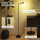 HOMCOM Floor Lamp with 350 Rotatable Head, Modern Standing Lamp with 3000K/4000K/6500K Colour Temperatures for Living Room Bedroom Office, Black