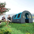 Outsunny Six Man Duo Room Tunnel Tent, with Accessories - Grey/Blue