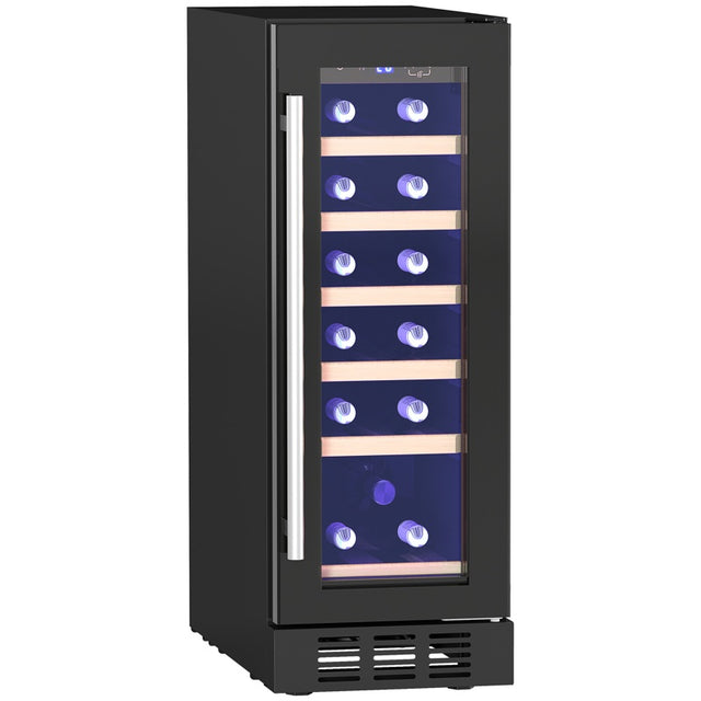 HOMCOM 19 Bottle 5-18℃ Wooden Rack Wine Fridge - Black