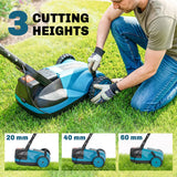 Outsunny 18V Cordless Lawnmower with 2 x 4Ah Batteries & Charger, Battery Lawn Mower with 21cm Cutting Width, 3 Cutting Heights