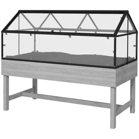 Outsunny 60 x 120cm Raised Garden Bed with Wooden Base - Grey