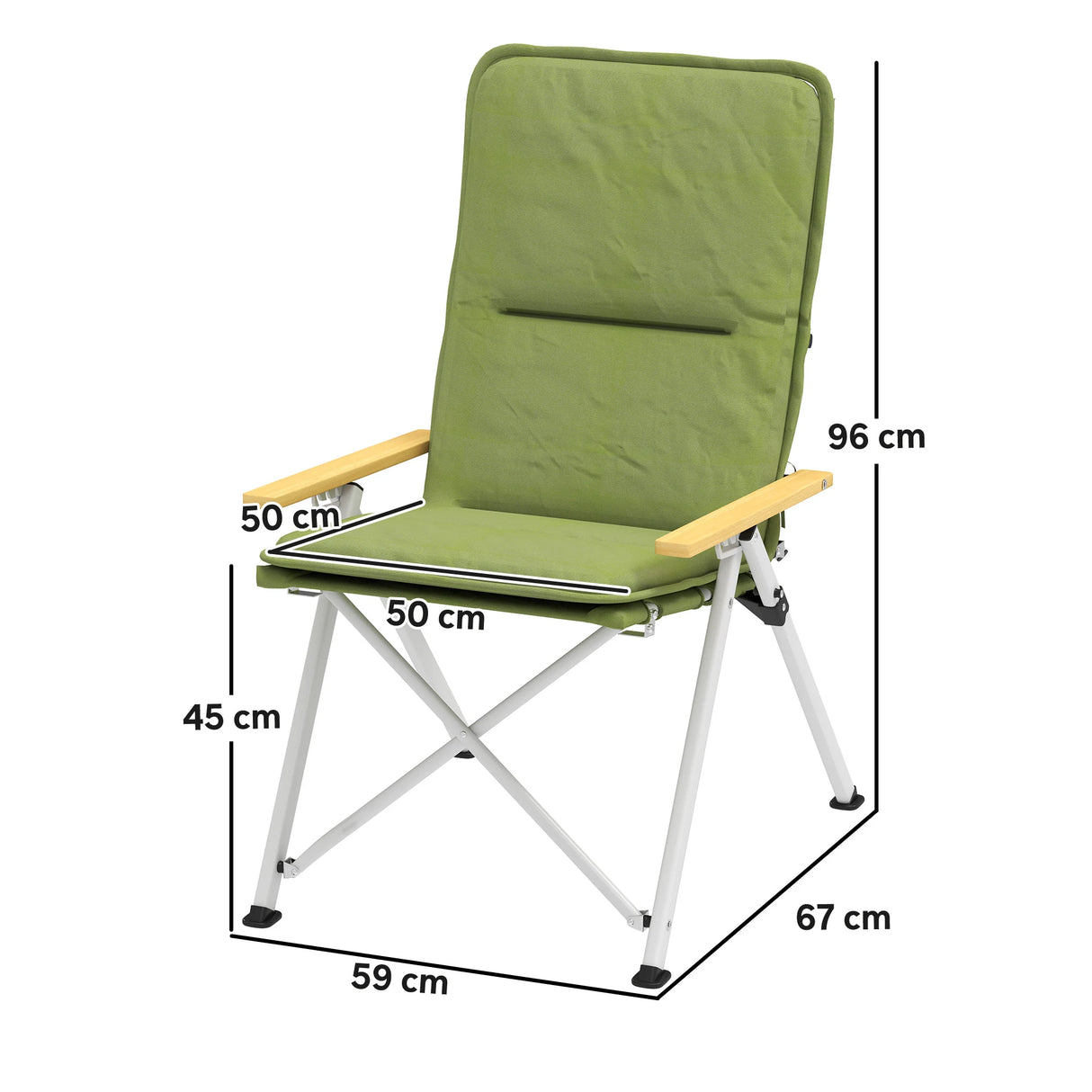 Outsunny Portable Padded Camping Chair, with Bag - Green