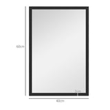 HOMCOM Wall Bathroom Mirror, 60 x 40 cm Wall-Mounted Mirror for Living Room, Bedroom, Hallway, Black