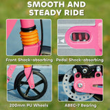 AIYAPLAY Kids Scooter with Four-Level Adjustable Handlebar, Dual Brake System, 200mm Wheels, ABEC-7 Bearings, Pink