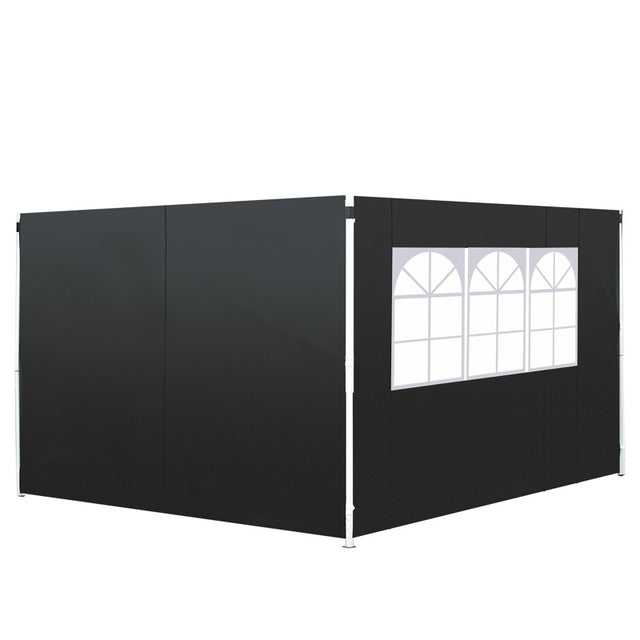 Outsunny 3 Meters Gazebo Replaceable Exchangeable Side Panel Wall Panels Walls With Window, Black