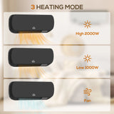 HOMCOM 2000W Wall Mounted Ceramic Space Heater, 10-49C Temperature, Black