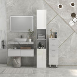 kleankin Multi-Storage Slim Bathroom Cabinet - High Gloss White