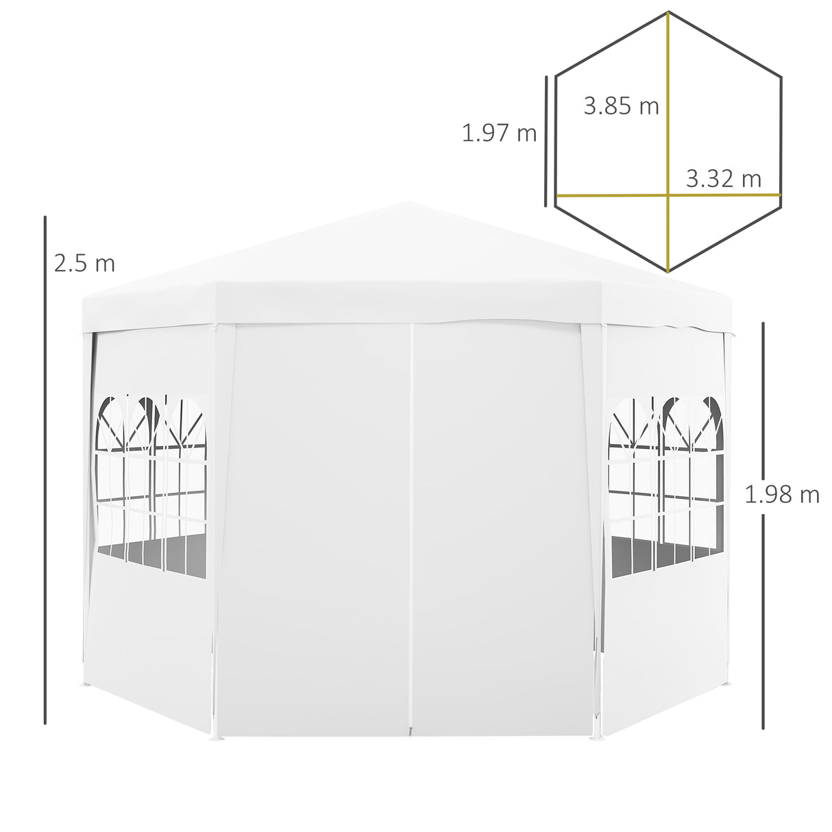 Outsunny 4 m Party Tent Wedding Gazebo Outdoor Waterproof PE Canopy Shade with 6 Removable Side Walls