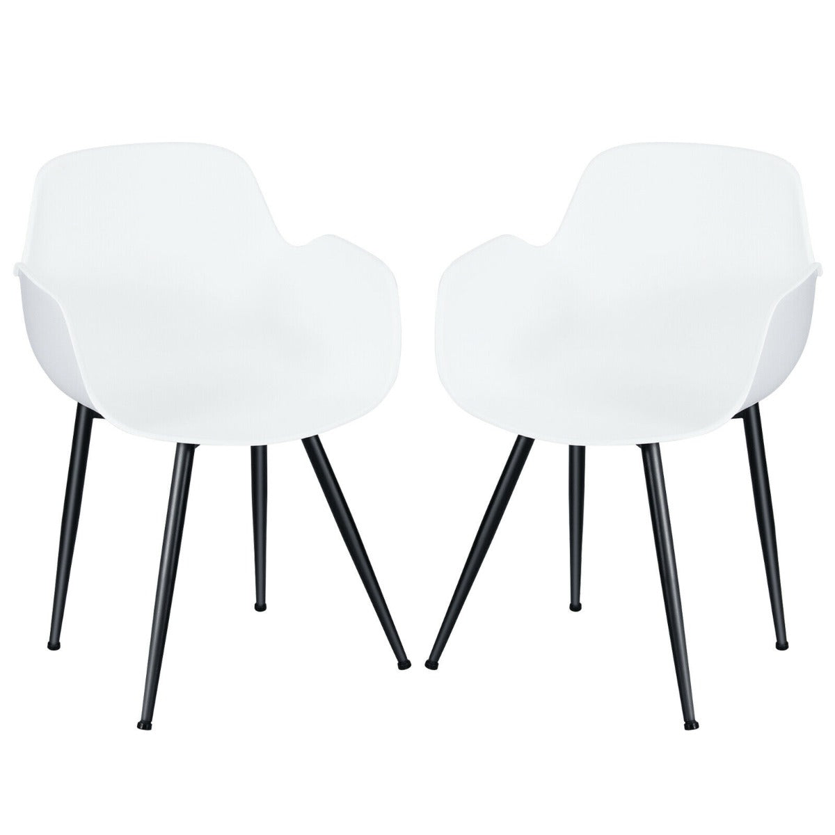 Set of 2 Modern Plastic Leisure Side Chair with Curved Armrests