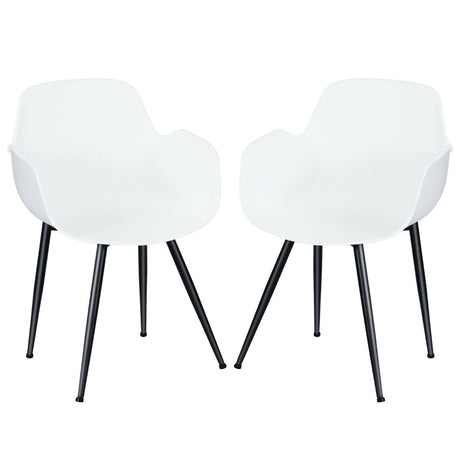 Set of 2 Modern Plastic Leisure Side Chair with Curved Armrests