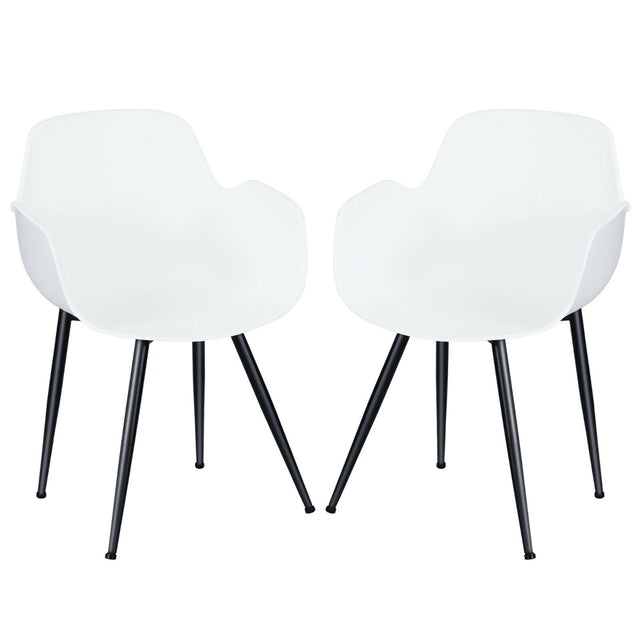 Set of 2 Modern Plastic Leisure Side Chair with Curved Armrests