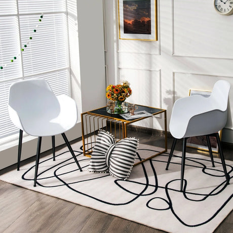 Set of 2 Modern Plastic Leisure Side Chair with Curved Armrests