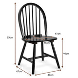 Set of 2 Vintage Windsor Wood Chair with Spindle Back for Dining Room-Black