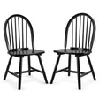 Set of 2 Vintage Windsor Wood Chair with Spindle Back for Dining Room-Black
