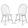 Set of 2 Vintage Windsor Wood Chair with Spindle Back for Dining Room-White
