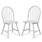 Set of 2 Vintage Windsor Wood Chair with Spindle Back for Dining Room-White