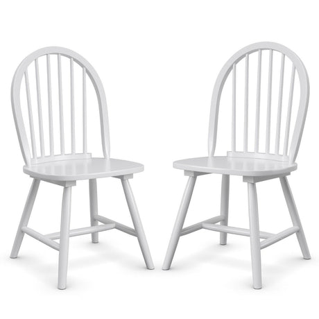Set of 2 Vintage Windsor Wood Chair with Spindle Back for Dining Room-White