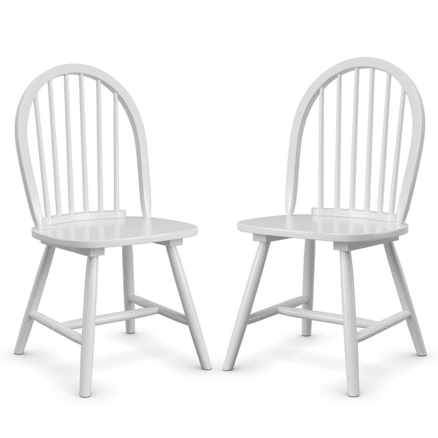 Set of 2 Vintage Windsor Wood Chair with Spindle Back for Dining Room-White