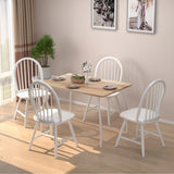 Set of 2 Vintage Windsor Wood Chair with Spindle Back for Dining Room-White