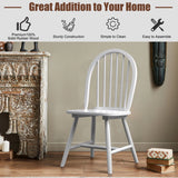 Set of 2 Vintage Windsor Wood Chair with Spindle Back for Dining Room-White