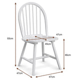 Set of 2 Vintage Windsor Wood Chair with Spindle Back for Dining Room-White