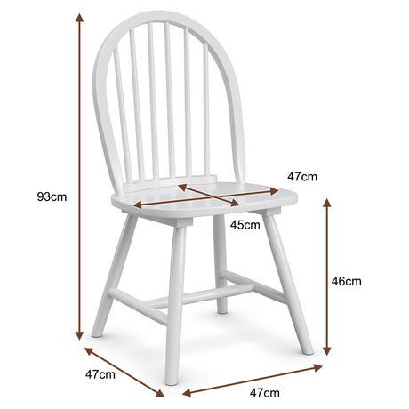 Set of 2 Vintage Windsor Wood Chair with Spindle Back for Dining Room-White