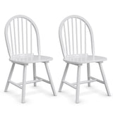 Set of 2 Vintage Windsor Wood Chair with Spindle Back for Dining Room-White