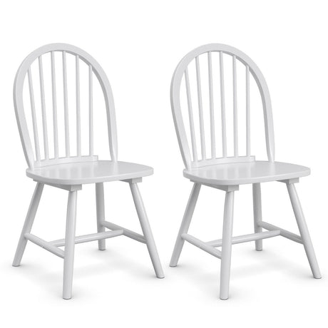 Set of 2 Vintage Windsor Wood Chair with Spindle Back for Dining Room-White