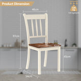 2 Pieces Solid Whitesburg Spindle Back Wood Dining Chairs-White