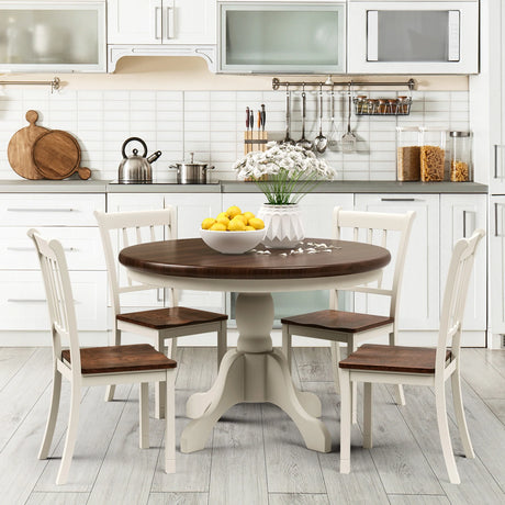 2 Pieces Solid Whitesburg Spindle Back Wood Dining Chairs-White
