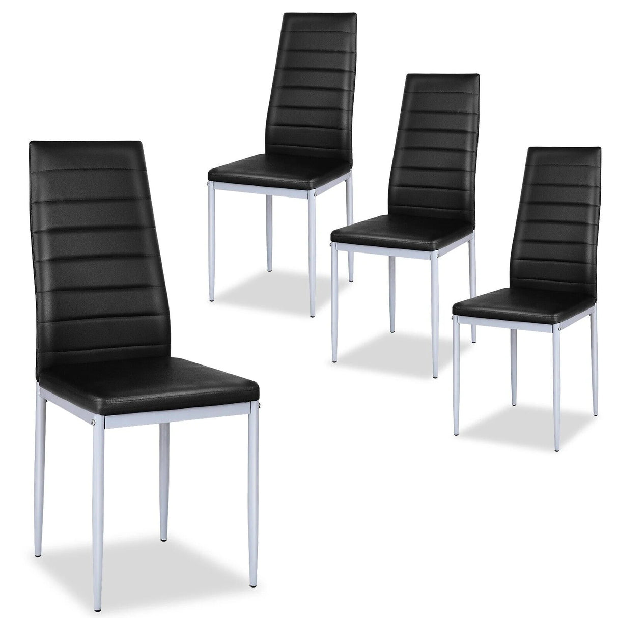 Set of 4 Chairs with High Backrest for Dining Room/Restaurant-Black