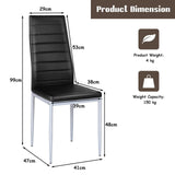 Set of 4 Chairs with High Backrest for Dining Room/Restaurant-Black