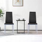 Set of 4 Chairs with High Backrest for Dining Room/Restaurant-Black