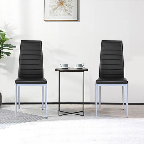 Set of 4 Chairs with High Backrest for Dining Room/Restaurant-Black