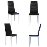 Set of 4 Chairs with High Backrest for Dining Room/Restaurant-Black