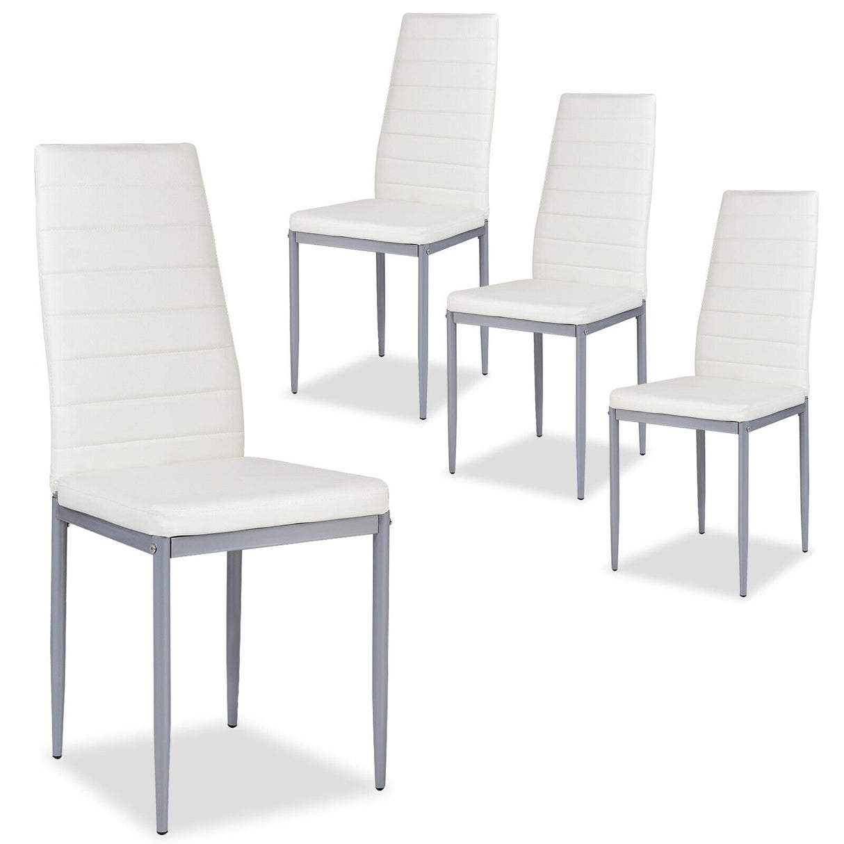 Set of 4 Chairs with High Backrest for Dining Room/Restaurant-White