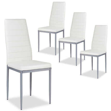 Set of 4 Chairs with High Backrest for Dining Room/Restaurant-White
